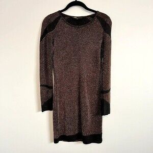 Maje Metallic Knit Sweater Dress Angora
